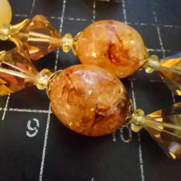 Vintage Double Strand Glass Necklace & Clip-On Earring Set, 1950s-1960s … - Picture 2 of 12